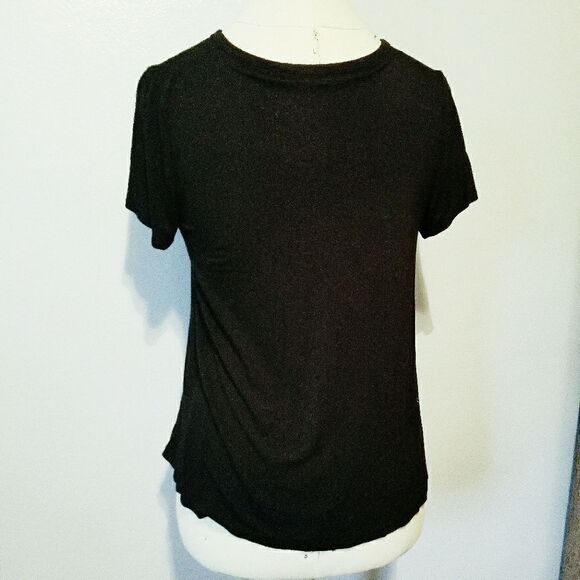 Mesh Inlay Black Tee - Picture 3 of 3